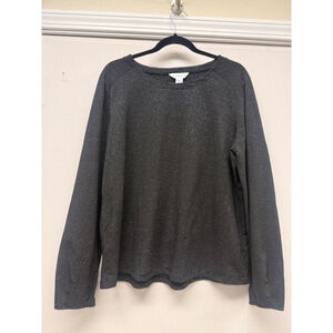 Women's Liz Claiborne Long Sleeve Tee XXL Black Silver Striped